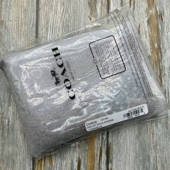 Coach Wristlet In Signature Canvas With Sticker Rexy Print Wallet Bag Purse - Picture 5 of 5